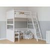Biela vyvýšená posteľ SIMONE s rebríkom a policou 90x200 cm