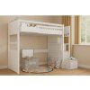 Biela vyvýšená posteľ SIMONE s úložnými schodmi a policou 90x200 cm
