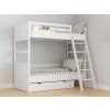 Biela detská poschodová posteľ SIMONE s rebríkom a policou 90x200 cm